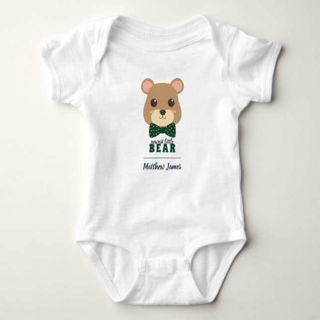 Baby Boy Bear Green & Gold Bodysuit (Front)