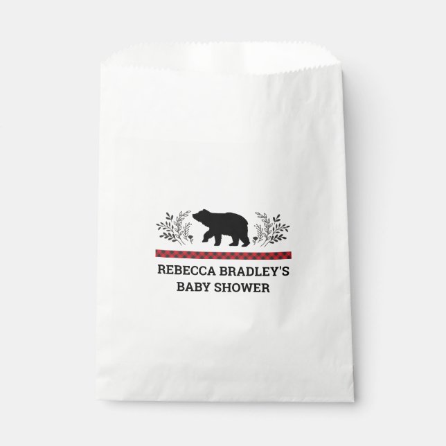 Baby Boy Bear Lumberjack Favour Bags (Front)