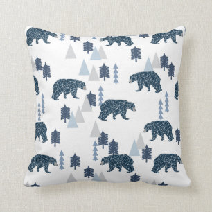 Baby Boy Bear navy and grey nursery Cushion