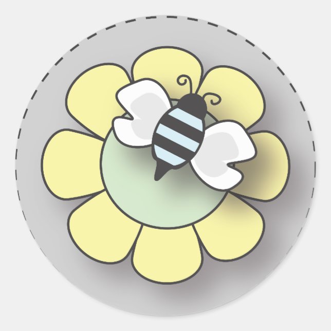 Baby Boy Bee in Blue Classic Round Sticker (Front)