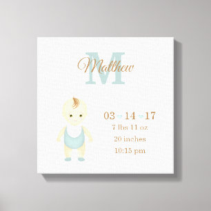 Baby Boy Birth Announcement Canvas Print