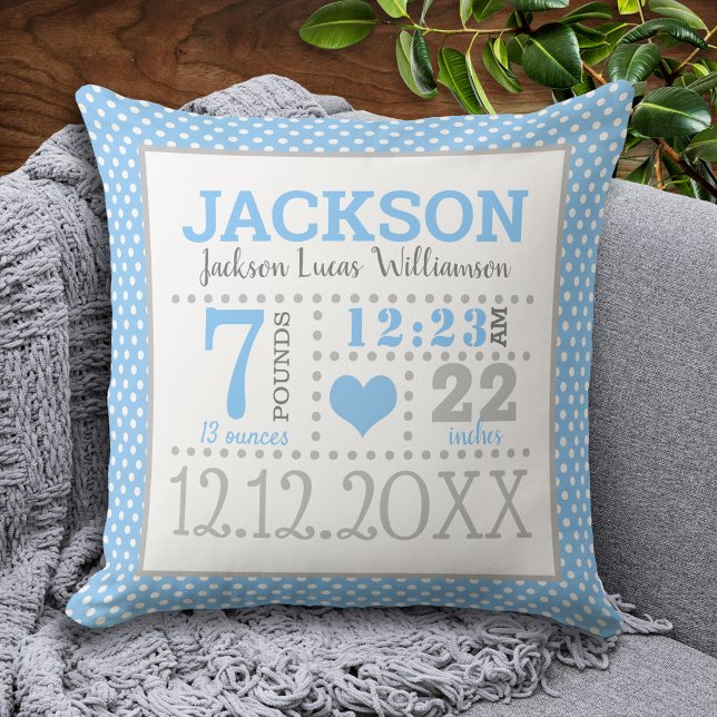 Baby Boy Birth Announcement Cushion (Creator Uploaded)