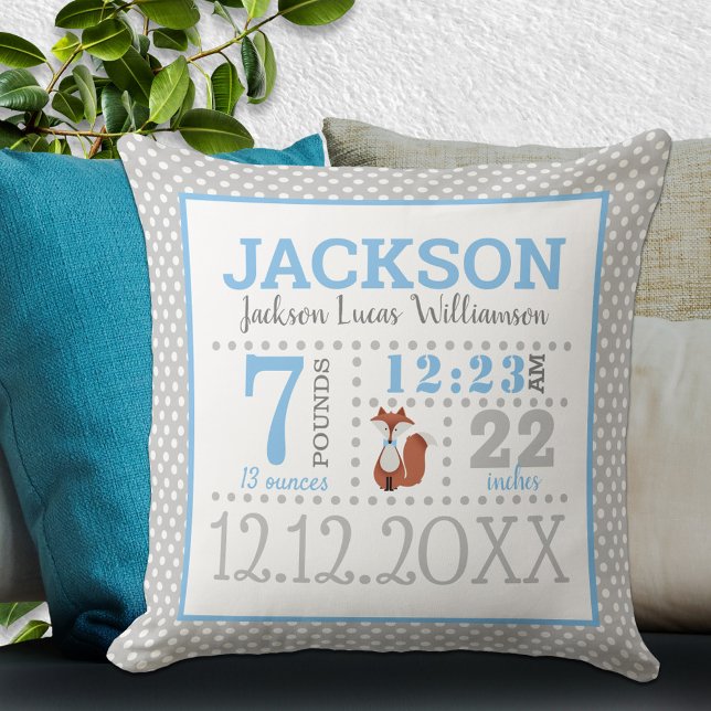 Baby Boy Birth Announcement Cushion (Creator Uploaded)