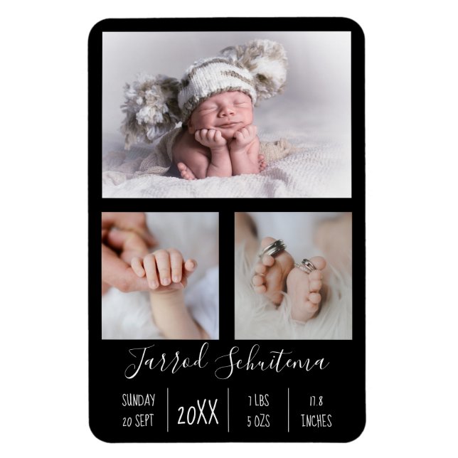 Baby Boy Birth Announcement Flexible Photo Magnet (Vertical)
