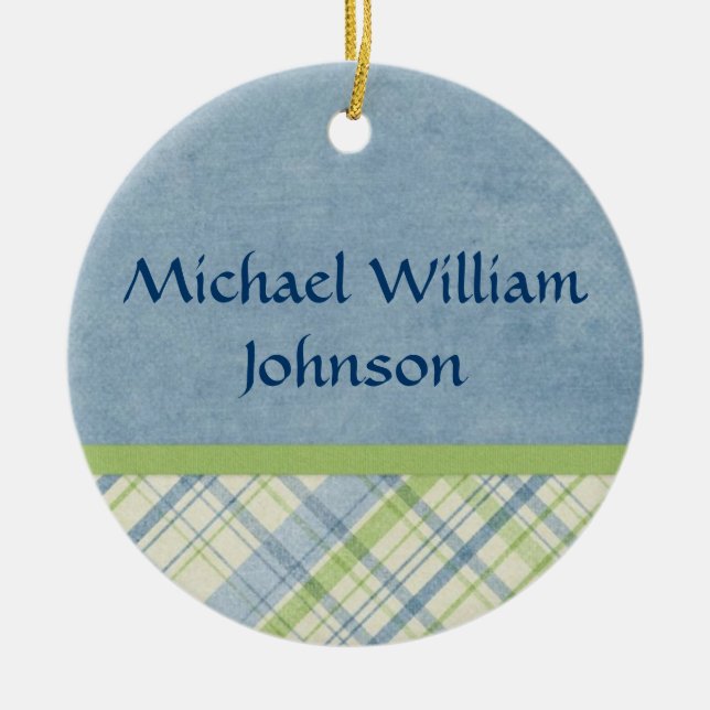 Baby Boy Birth Announcement Ornament Keepsake (Front)
