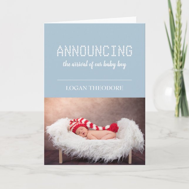 Baby Boy | Birth Announcement Personalised Card (Front)