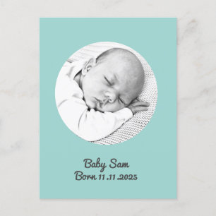 baby boy birth announcement photo and name custom  postcard