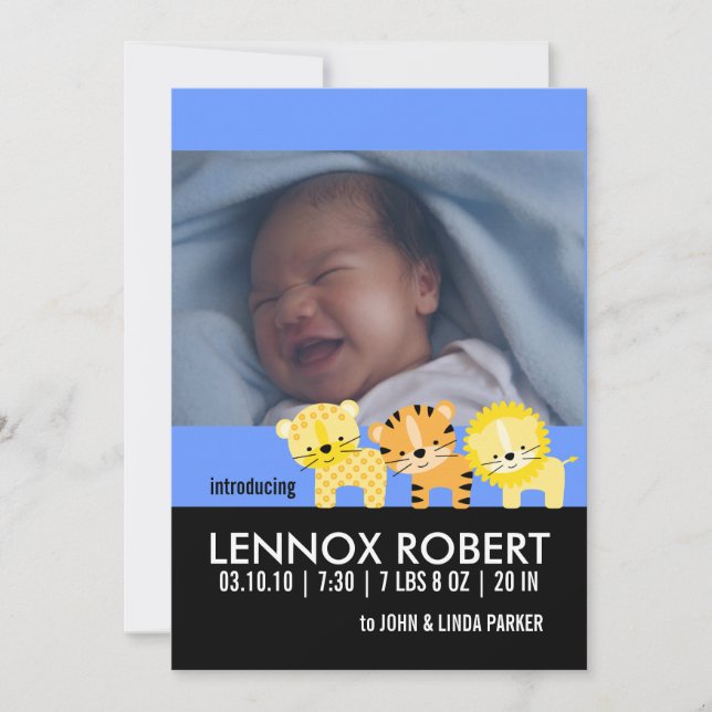 Baby Boy Birth Announcement Photo Cards (Front)