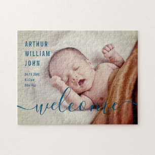 Baby Boy Birth Announcement Photo Jigsaw Puzzle