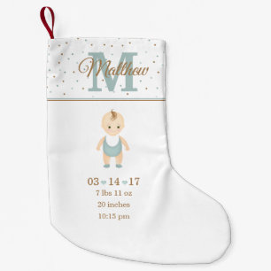 Baby Boy Birth Announcement Small Christmas Stocking