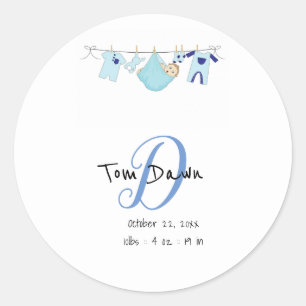 Baby Boy Birth Announcement Sticker Illustration