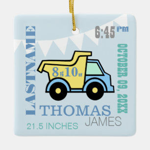 Baby Boy Birth Stats Truck Ornament