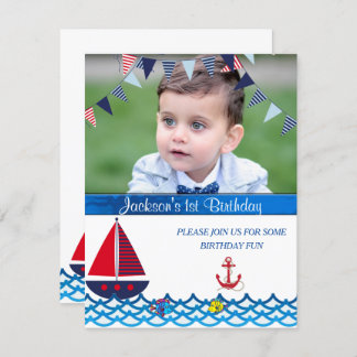 Baby Boy, Birthday, Nautical, Custom Invitation