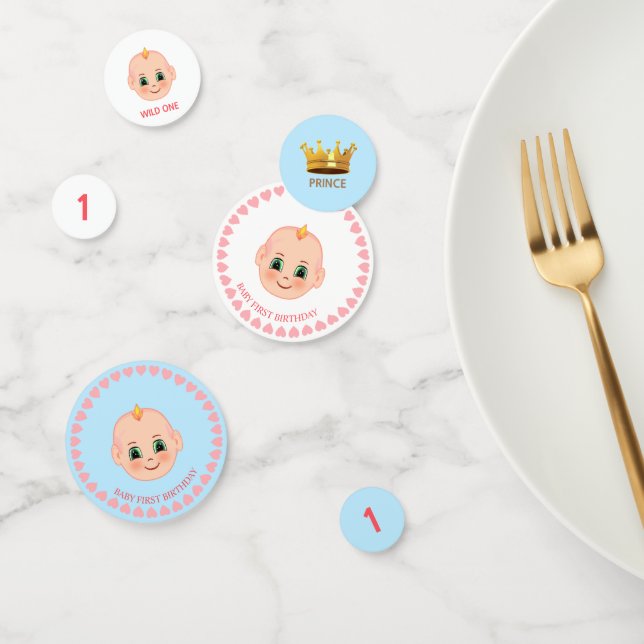 Baby Boy Birthday on blue & white Confetti (Group)