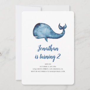 Baby boy birthday party invitation. Blue whale Invitation