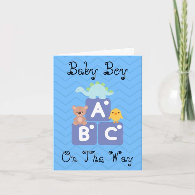 Baby Boy Blocks Congrats Greeting Invitation Card (Front)