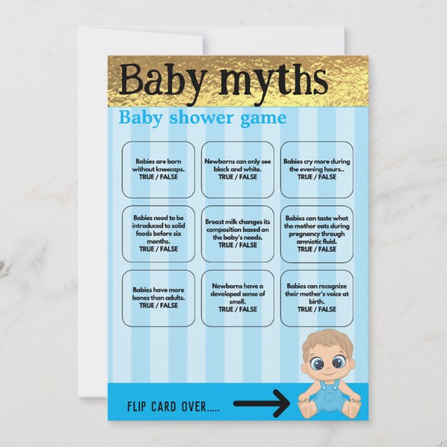 Baby Boy Blue and Gold Babyshower Game (Front)