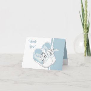 Baby Boy Blue Baby Shoes Thank You Cards