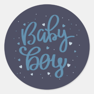 Baby Boy Blue Baby Shower Classic Round Sticker