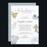 Baby Boy  Blue Boho Watercolor Baby Shower By Mail Invitation<br><div class="desc">Baby Boy Blue Boho Watercolor Baby Shower By Mail Invitation</div>