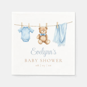 Baby Boy Blue Clothesline Baby Shower Napkin