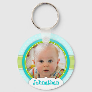 Baby Boy Blue Custom Photo Keepsake Key Ring