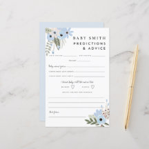 Baby Boy Blue Floral Baby Shower Advice Sheet