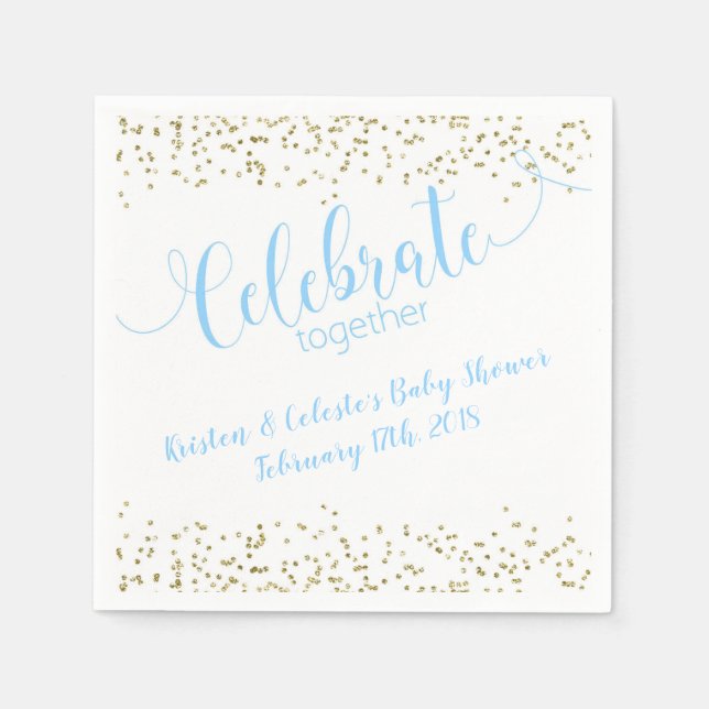 Baby Boy Blue & Gold joint friends celebration Napkin (Front)