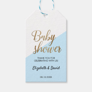 Baby Boy Blue Gold Thank You Couple Baby Shower Gift Tags