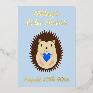 Baby Boy Blue Heart Hedgehog Baby Shower