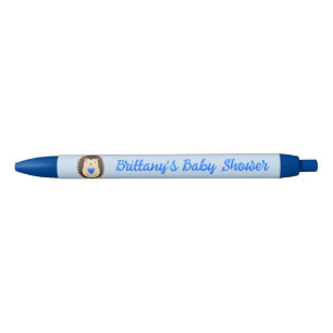 Baby Boy Blue Heart Hedgehog Baby Shower Black Ink Pen