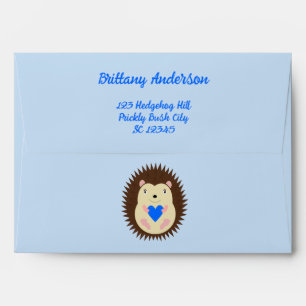 Baby Boy Blue Heart Hedgehog Baby Shower Envelope