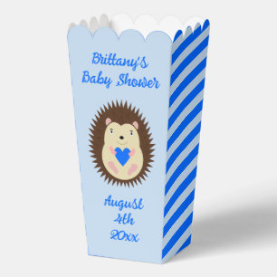 Baby Boy Blue Heart Hedgehog Baby Shower Favour Box