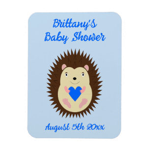 Baby Boy Blue Heart Hedgehog Baby Shower Magnet