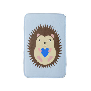 Baby Boy Blue Heart Hedgehog Bath Mat