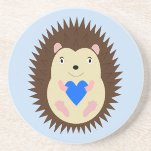 Baby Boy Blue Heart Hedgehog Coaster