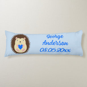 Baby Boy Blue Heart Hedgehog Custom Body Cushion