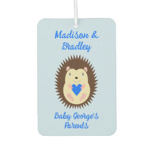 Baby Boy Blue Heart Hedgehog Custom Car Air Freshener