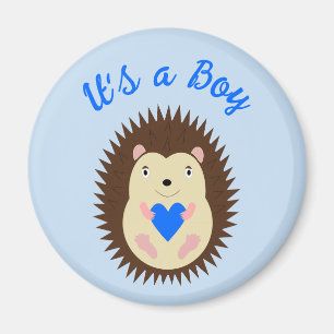 Baby Boy Blue Heart Hedgehog Custom Magnet