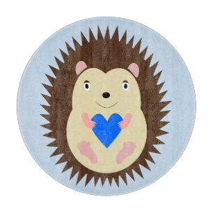 Baby Boy Blue Heart Hedgehog Cutting Board