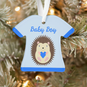 Baby Boy Blue Heart Hedgehog First Christmas Ornament