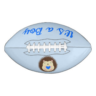 Baby Boy Blue Heart Hedgehog Gender Reveal American Football