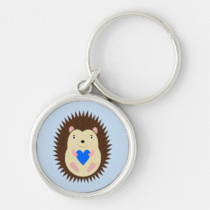 Baby Boy Blue Heart Hedgehog Key Ring