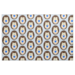 Baby Boy Blue Heart Hedgehog Patterned Fabric