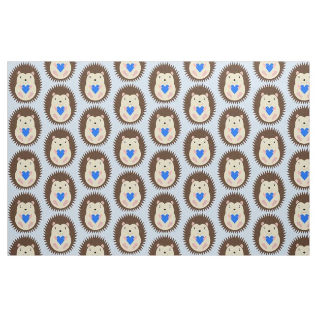 Baby Boy Blue Heart Hedgehog Patterned Fabric (Fat Quarter)