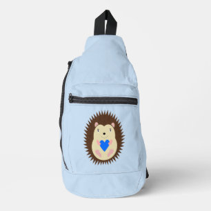Baby Boy Blue Heart Hedgehog Sling Bag