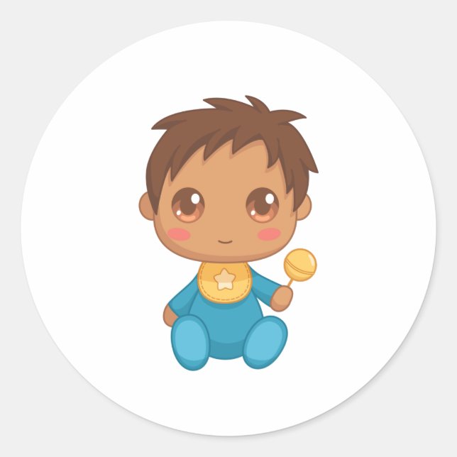 Baby Boy Blue Jumpsuit Classic Round Sticker (Front)