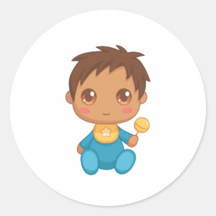 Baby Boy Blue Jumpsuit Classic Round Sticker