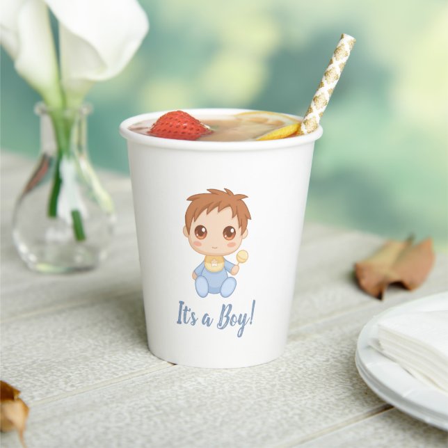 Baby Boy Blue Jumpsuit Paper Cups (Insitu)