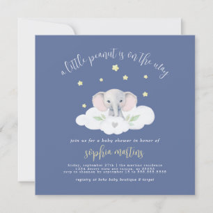 Baby Boy Blue Little Peanut Baby Shower Invitation